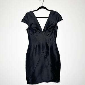 J. Mendel Paris V-Neck Cocktail Dress Women's Black Size 10